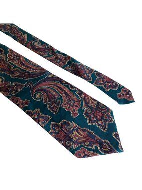 Camden Park Silk Tie Teal Burgundy Paisley Mens Necktie Office Work Formal Gift